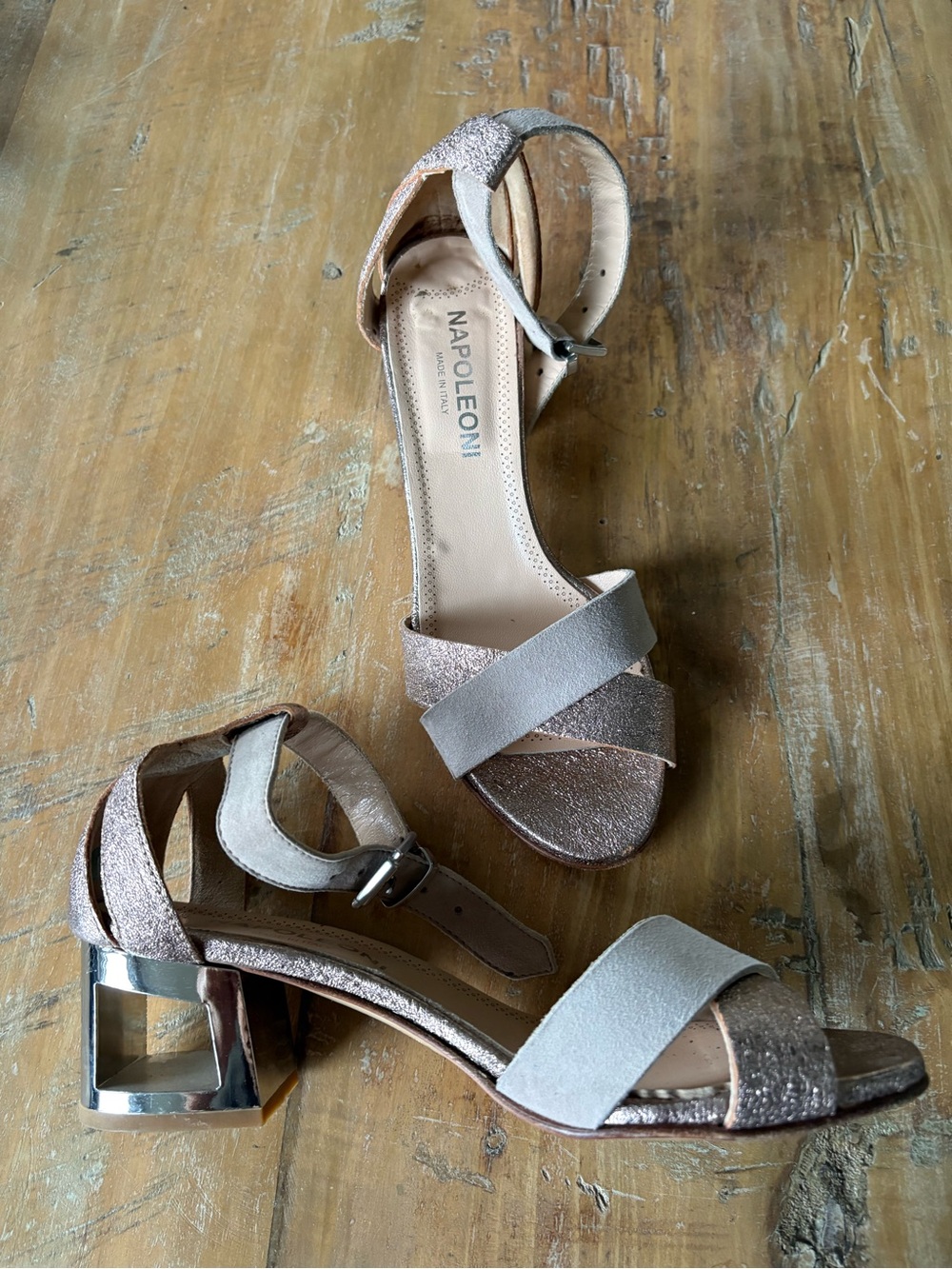 Napoleoni  Rose Gold and Light Pink Glitter Strappy Sandals size 38